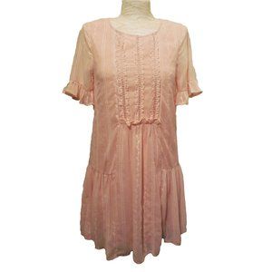 Dress Chiffon Peach Summer Short Sleeve Large